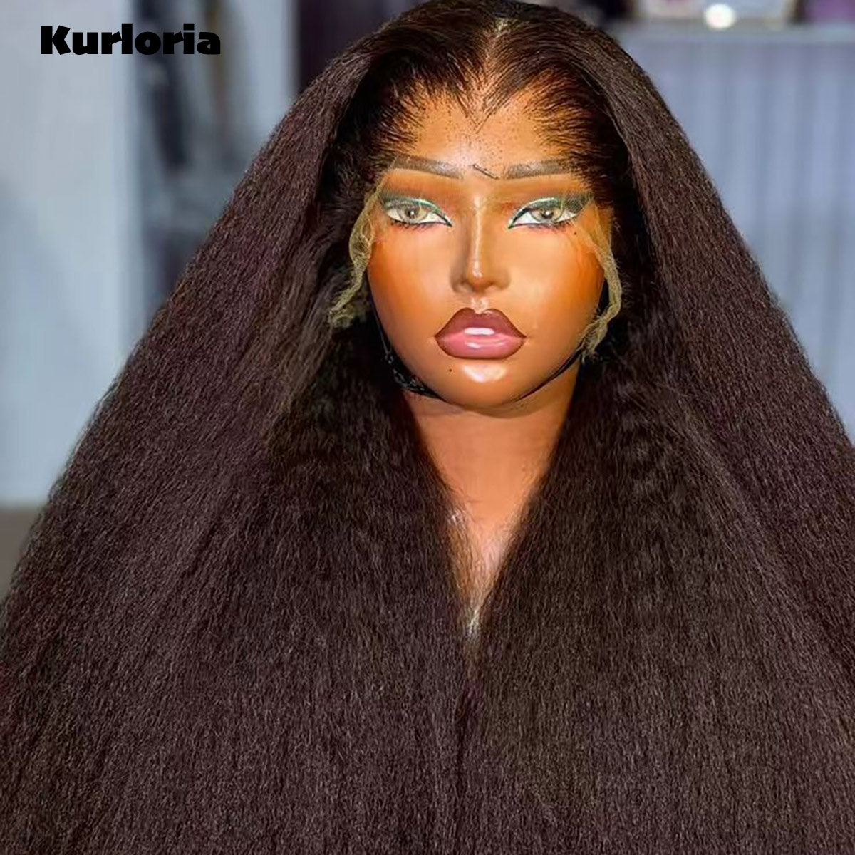 Glueless Wear And Go Human Hair Wig - Natural Black 400 Density Kinky Straight