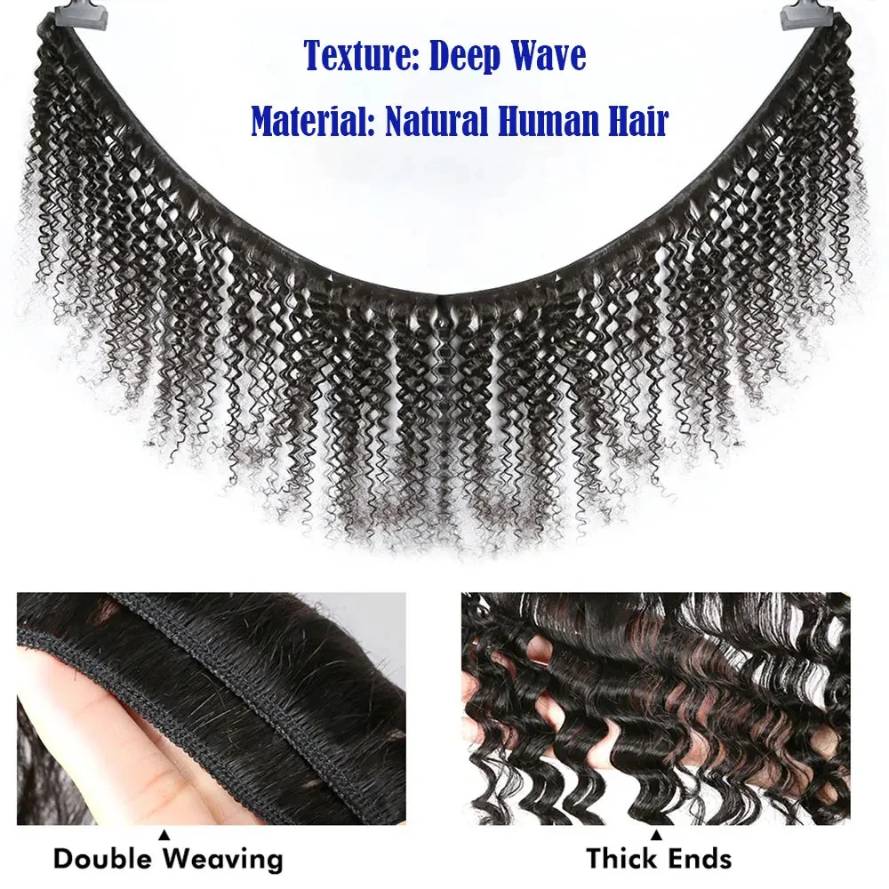 Brazilian Virgin Human Hair De - đánh giá và giá Deep Wave 3 Bundles With Closure