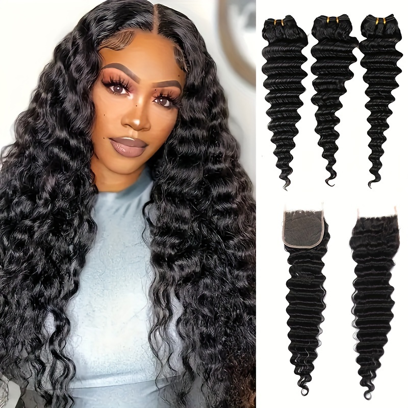 Brazilian Deep Wave Hair With  - đánh giá và giá Deep Wave 3 Bundles With Closure