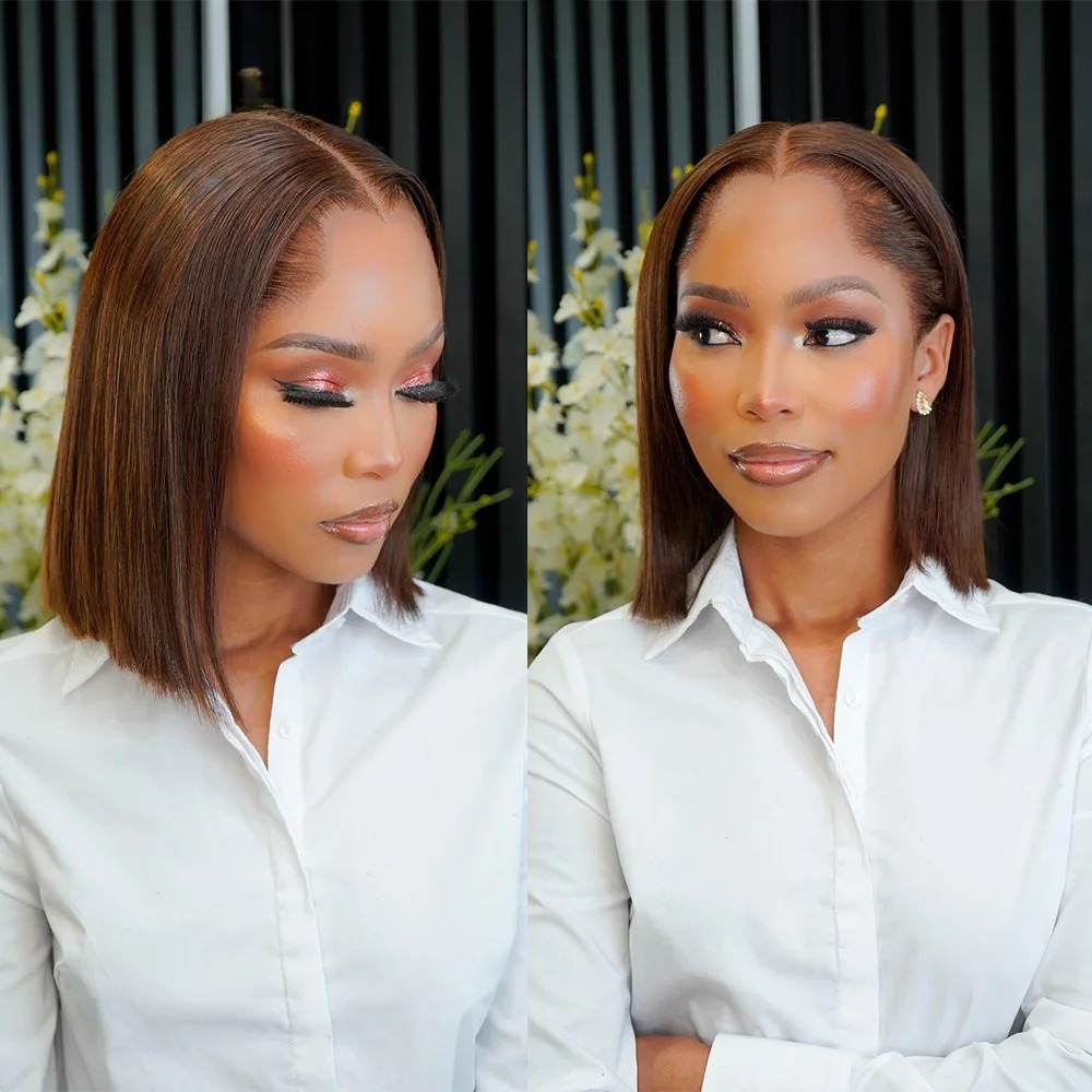 Dark Brown Wig 13x4 HD Short L - đánh giá và giá Pre Parted 13X4 Lace Front Bob Wig